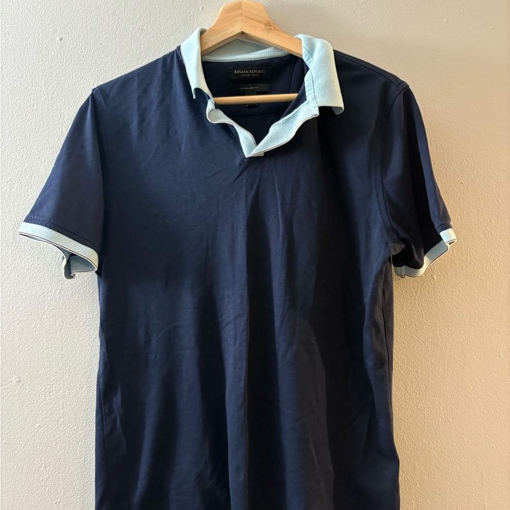 Banana Republic Dark Blue Polo with Light Blue Trim